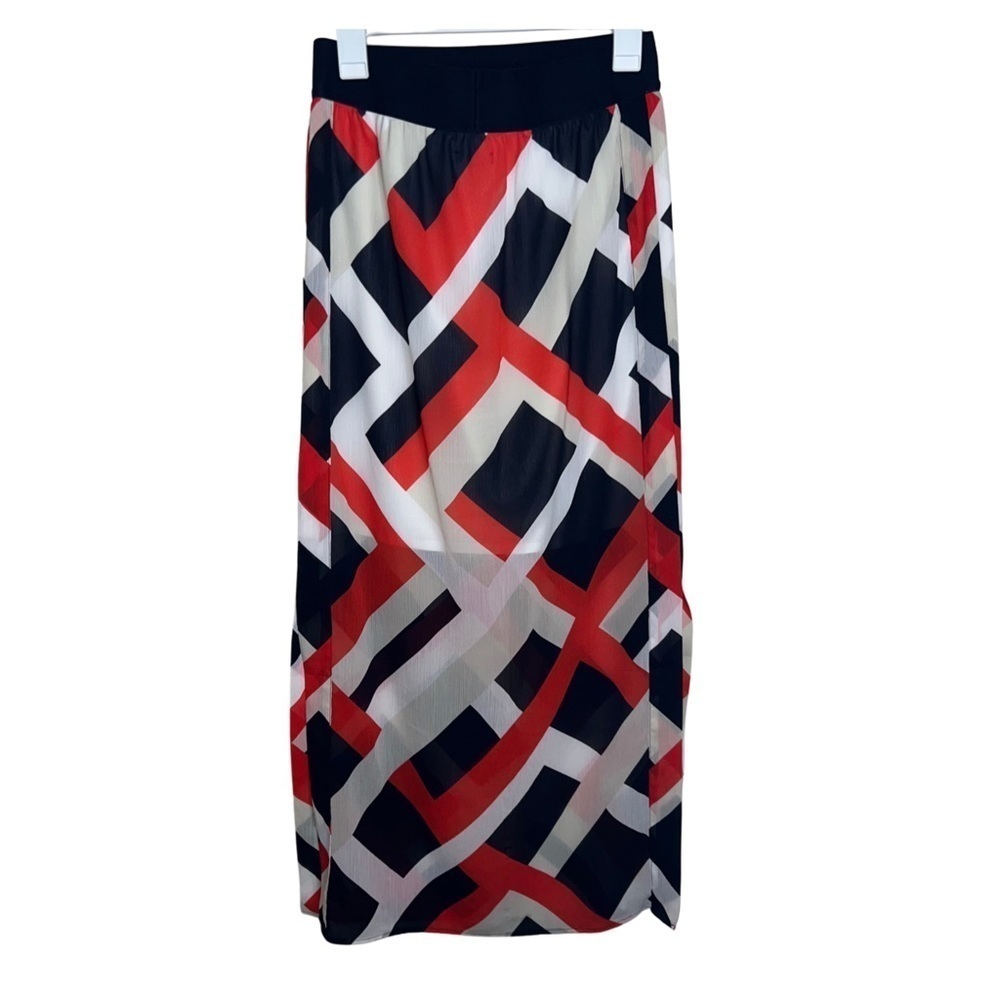 Ann Taylor Geometric Print Semi Sheer Maxi Skirt Size XS